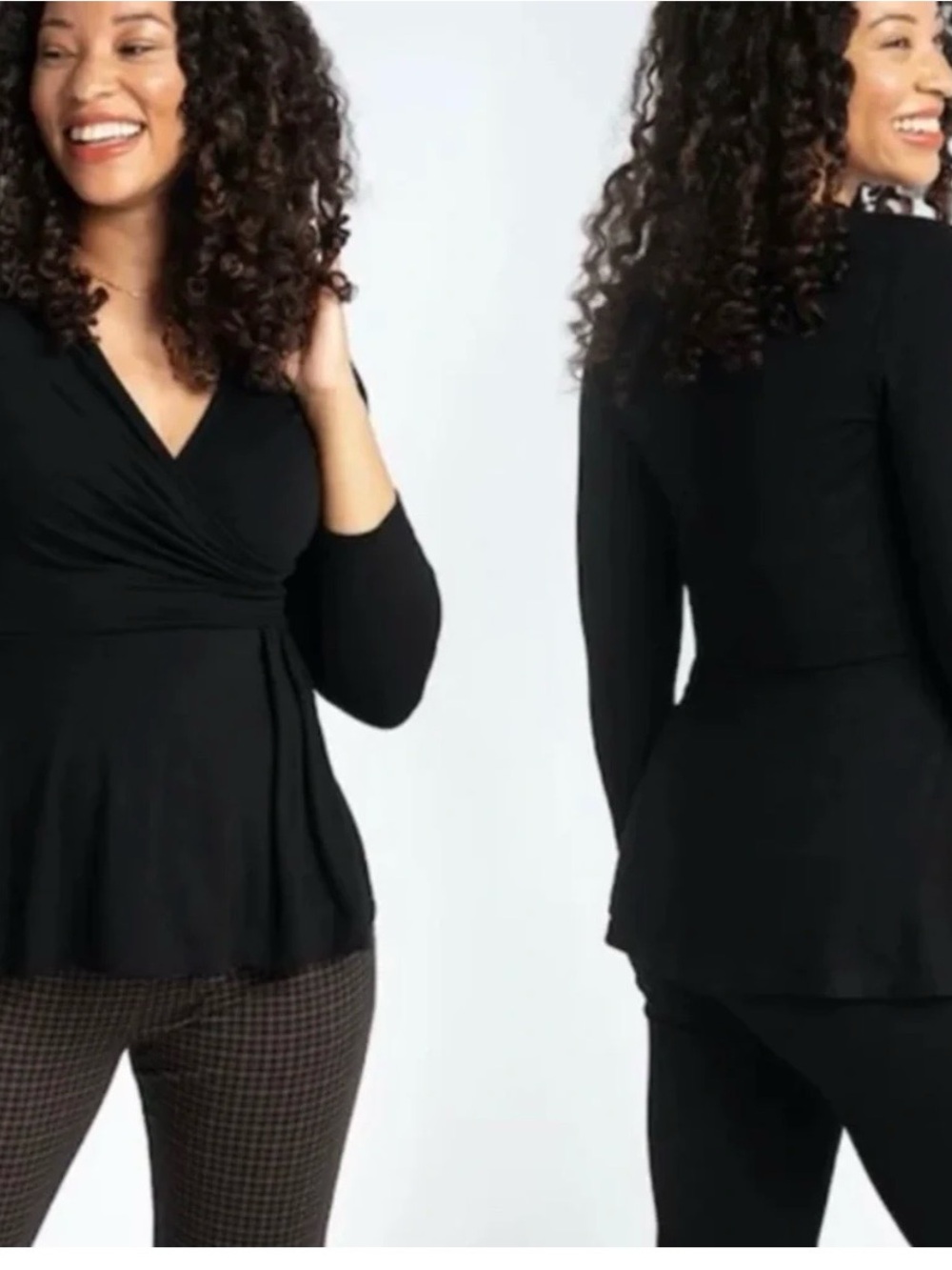 Betabrand Pose Peplum Top (Black) L